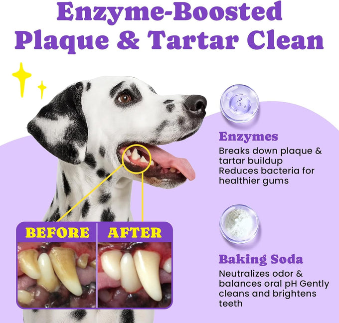 No-Rinse Dog Dental Care Wipes, 50-Count, Safe for Cats & Dogs, Removes Plaque & Tartar, Natural Ingredients, Gentle Finger Wipes