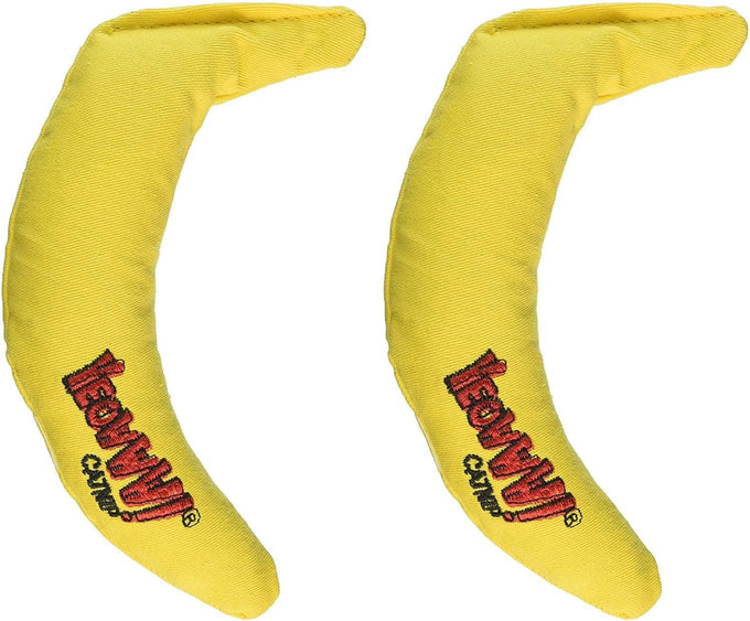 Yeowww! Yellow Banana Catnip Toy, 100% Organic, Handmade in USA, 2 Pack Fun Textures