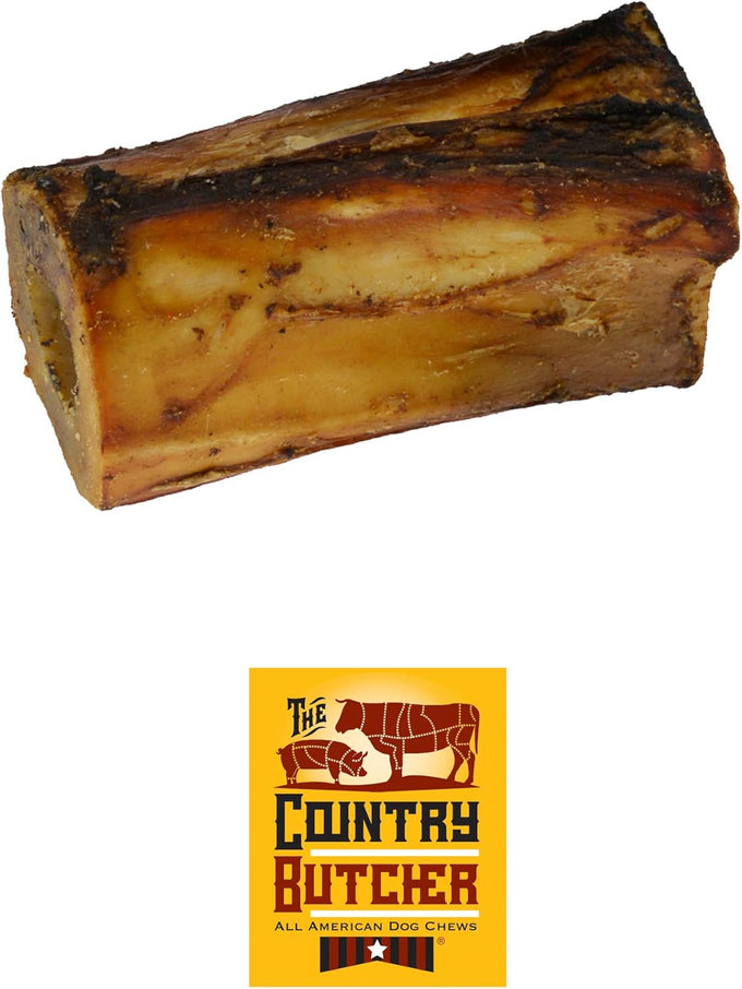 Country Butcher 7" natural beef marrow dog bones for aggressive chewers, large breed dogs, USA-made, 3-count