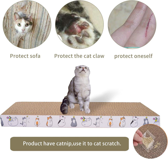 Cat Scratcher Toys set, 5-pack, reusable, double-sided, cardboard pad for indoor cats