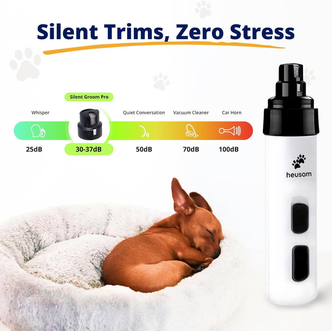 Silent Groom Pro Pet Nail Grinder for Dogs, Cats, and Other Animals - Whisper Quiet Claw Trimmer