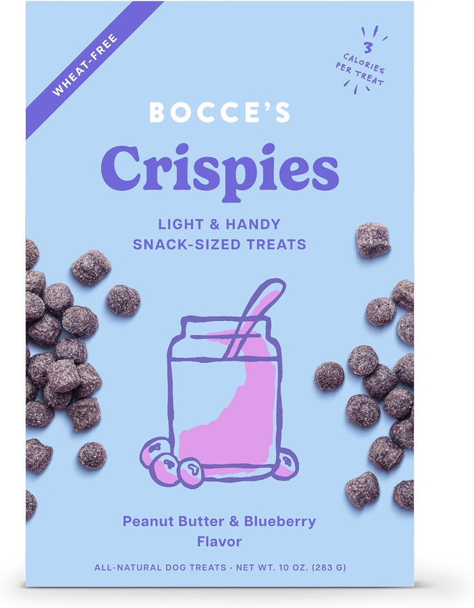 Bocce's Bakery PB + Blueberry Crispies low-calorie, wheat-free dog treats, 10 oz