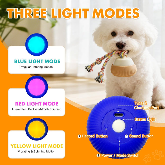 blue rotating interactive cat toy with voice recordable auto rolling pet toy for indoor cats & small dogs