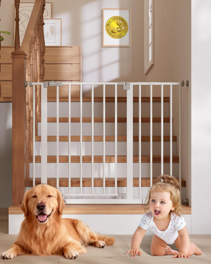 InnoTruth 29.5–40.75" baby gate with dual lock, 30" tall dog gates for doorways & hallways