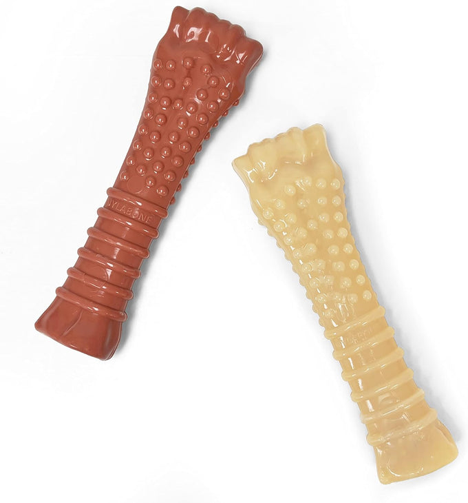 Nylabone textured knuckle bone power chew toy 2 pack x-large for dogs 50+ lbs original bacon flavor