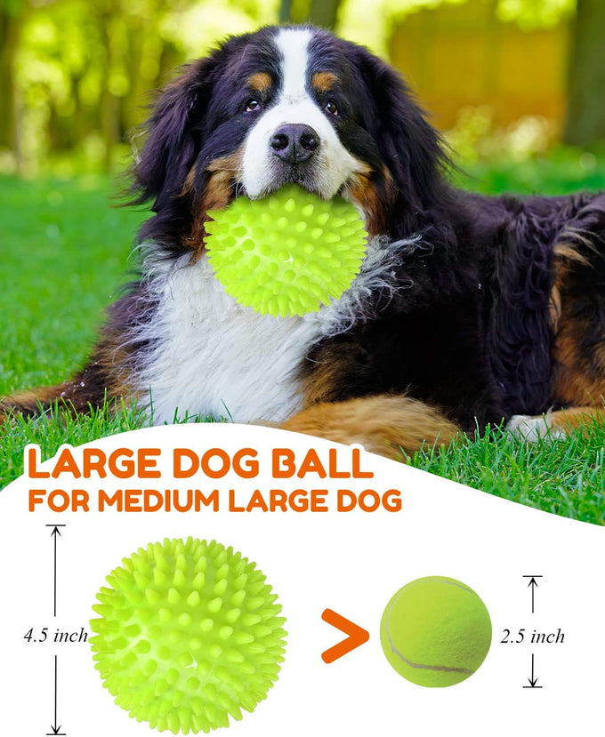 pweituoet 4.5" heavy duty squeaky dog balls for medium large dogs, 2 pack