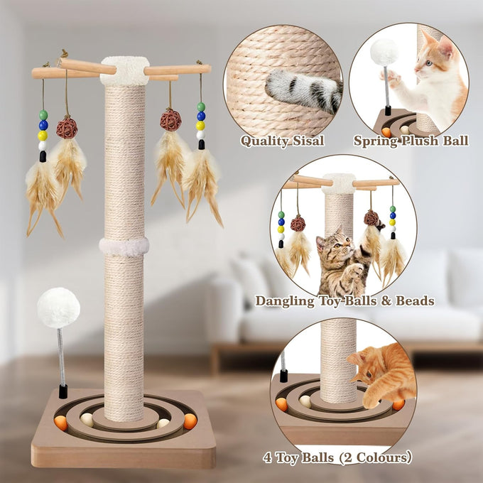 paroto sisal cat tree tower scratching post for indoor cats adults kittens interactive toys 25 inches