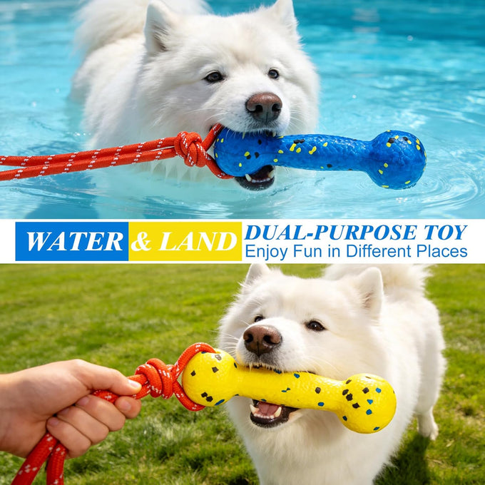 Expawlorer Floating Dog Toys 2 Pack, 7.9x2.4 inches ETPU Foam with Rope, for Water Fetch and Retrieving Games