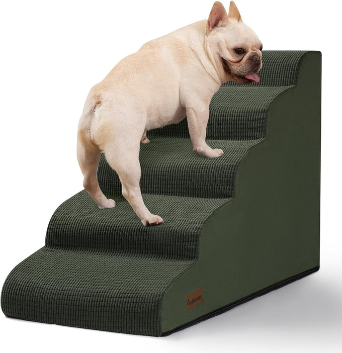 Aodisman 3-Step Grey Pet Ramp and Stairs for Sofa and Chair, 15.7" H, Non-Slip, Stable, Easy to Assemble