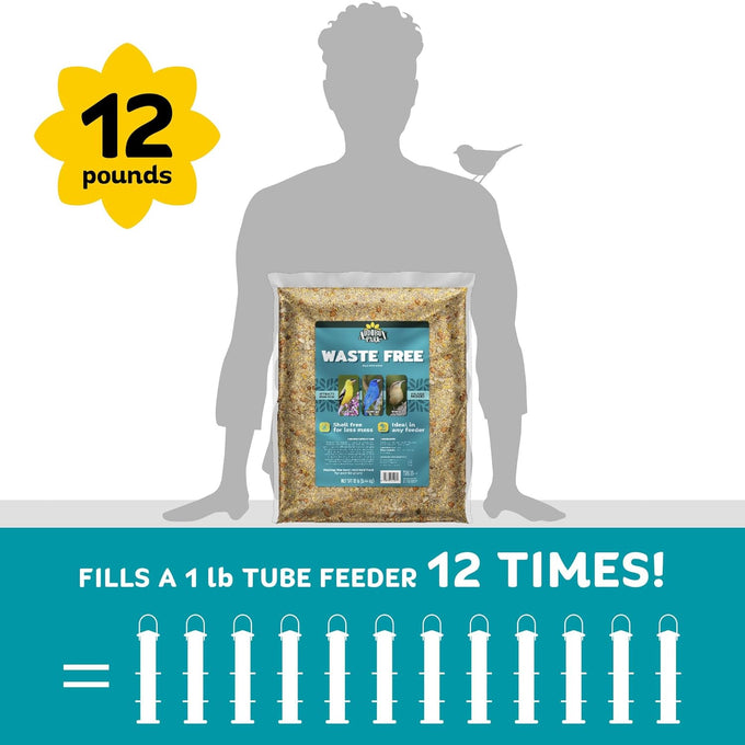 Audubon Park 12 lb No Mess Wild Bird Seed Blend with Sunflower Hearts & Peanut Pieces for Outside Feeders