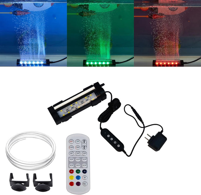 Carefree Fish Aquarium 24/7 Mode Timer Submersible LED Light with CRI 82-85, Nanometer Materials, and Air Stone