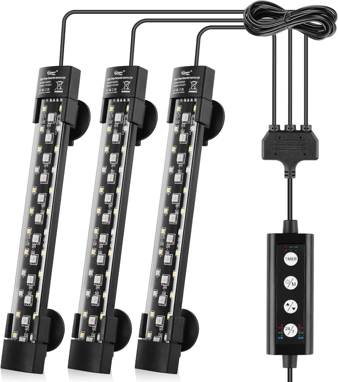 hygger 24/7 Full Spectrum Aquarium LED Light with Synchronized Control, Adjustable Timer, Brightness, and Colors, 3-Row Beads, IP68 Waterproof
