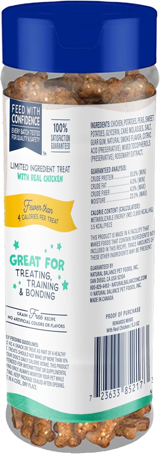 Natural Balance Limited Ingredient Mini-Rewards Chicken Grain-Free Dog Training Treats 5.3-oz Canister