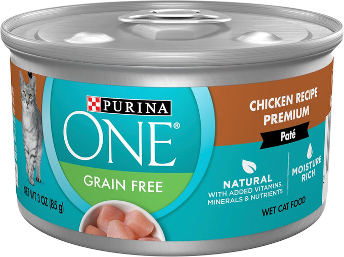 purina one natural high protein grain free wet cat food pate beef recipe pack of 24 3 oz pull top cans