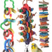 Bissap multicolored bagel parrot toy for conures, cockatiels, macaws, and similar sized pet birds