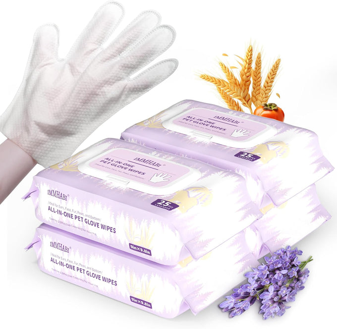 IMMHABI 400 PCS Hypoallergenic Lavender Pet Wipes for Dogs