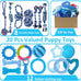 Beiker 20 Pack Blue Rubber Puppy Chew Toys with Teething Rings and Ropes for Small Breed Dogs