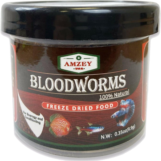 Amzey Blood Worms 0.5 oz, 100% natural freeze-dried blood worms, high protein food for aquarium fish and turtles