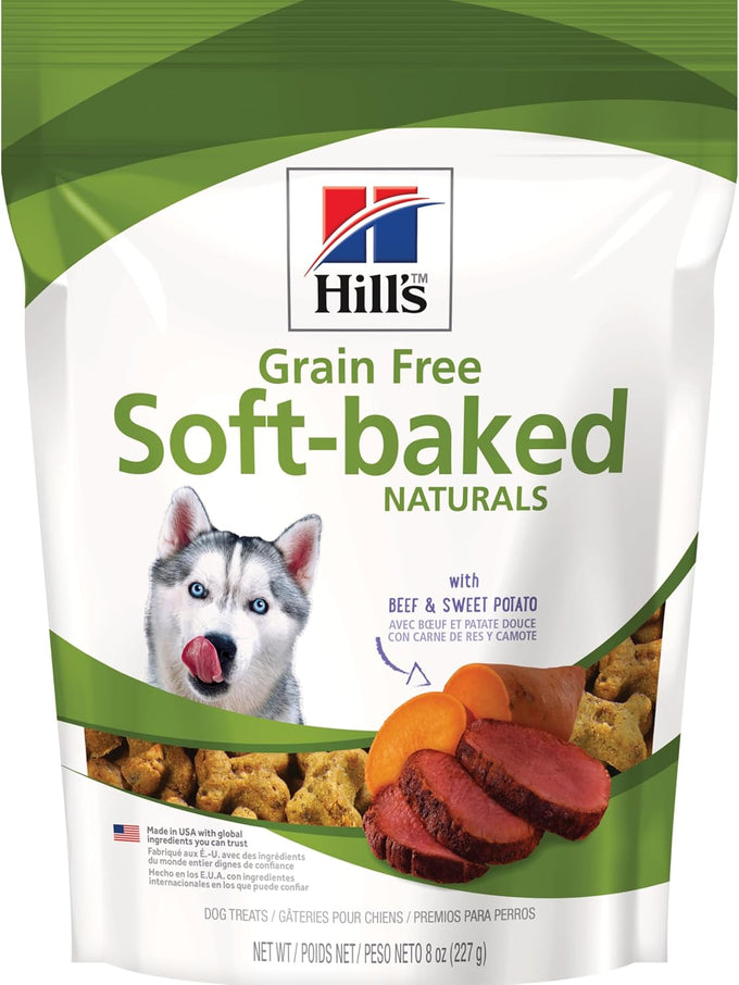 Hills grain free soft baked naturals beef sweet potato dog treats 8oz bag usa made