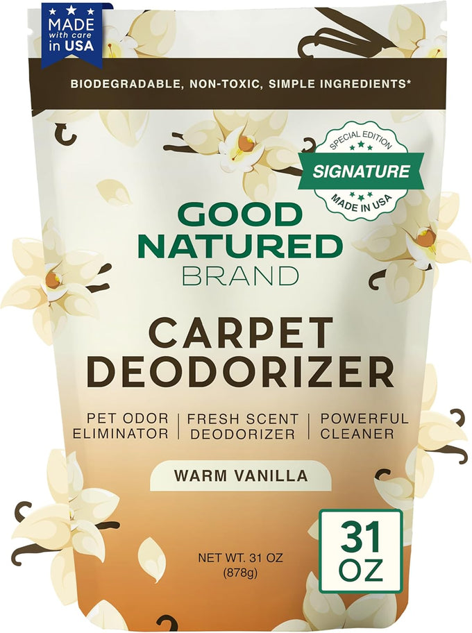 Good Natured Brand carpet deodorizer 31 oz pet odor eliminator powder fresh natural lemon scent safe homes pets