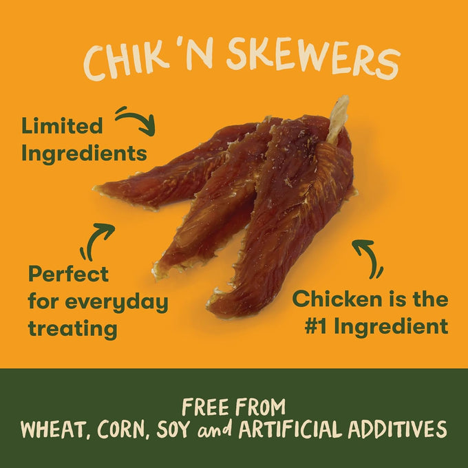 Pet 'n Shape Chik 'n Skewers - 100% Natural Grain Free Chicken Wrapped Rawhide Dog Chews, No Artificial Additives or Preservatives