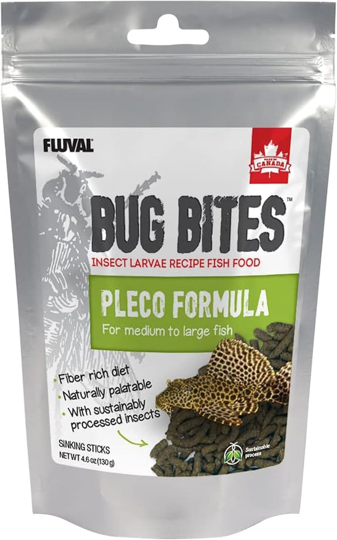 Fluval bug bites sinking stick bottom feeder fish food for medium to large fish 4.59 oz a6587