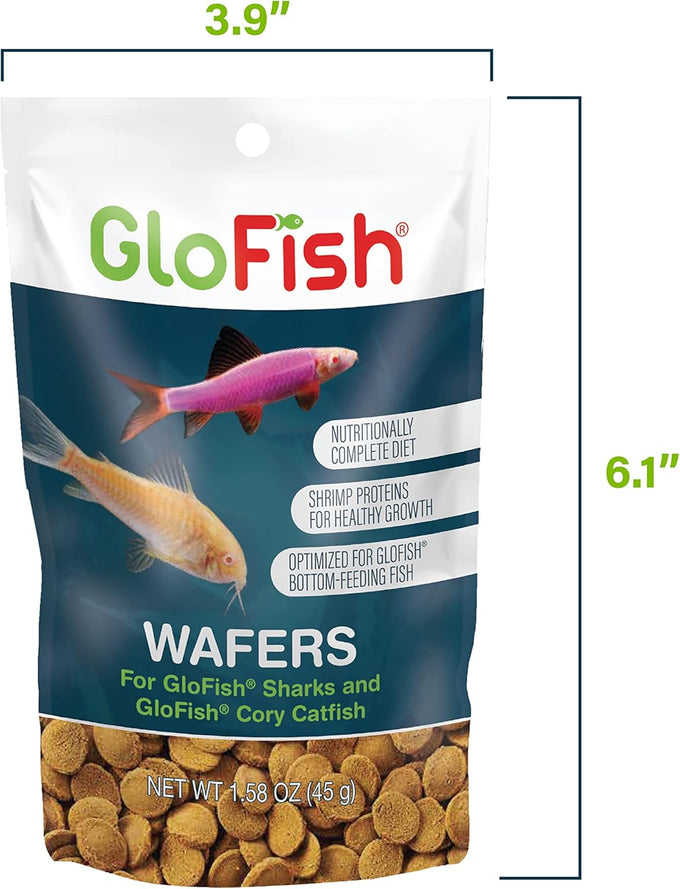 Tetra GloFish Wafers for Sharks and Cory Catfish, Bottom-feeding Fish Food, 1.58 Oz, Nutritionally Complete Diet
