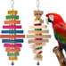 dbness 16.54in large bird toys for parrot, 2pc colorful natural wood block chew toy with bell