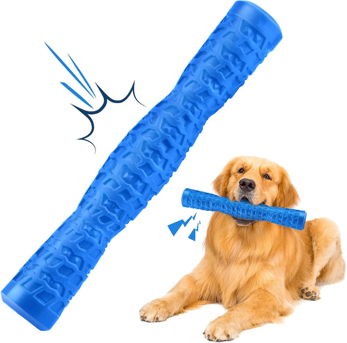 LOYEE Yellow Dog Squeaky Toy for Medium/Large Aggressive Chewers, Durable Rubber Toy for Teething