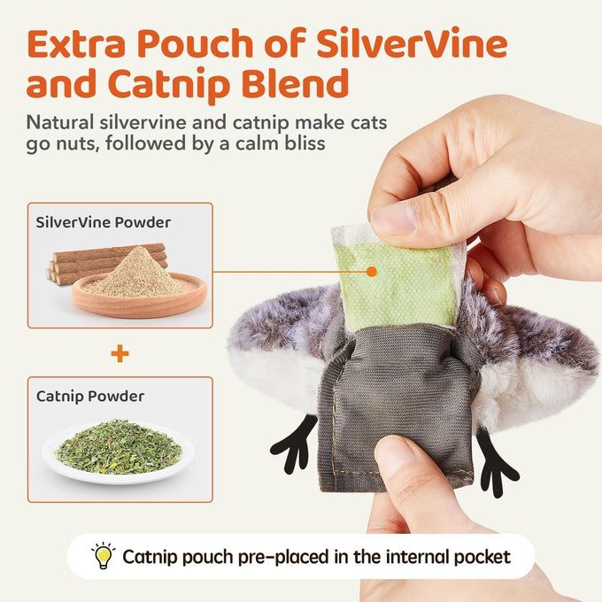 potaroma cat toys flapping bird interactive cat exercise toys rechargeable touch activated kitten toy for all breeds