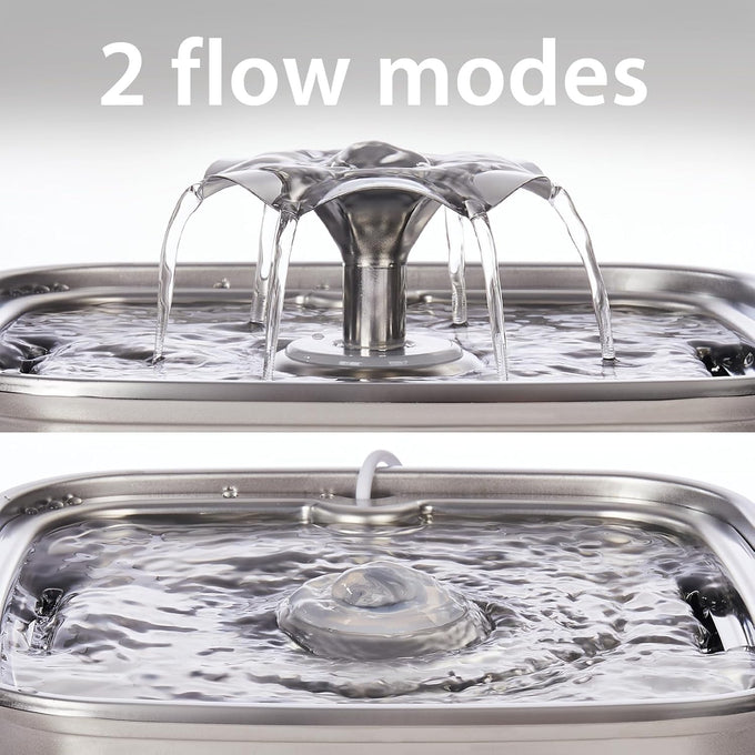 Veken Stainless Steel Cat Water Fountain, 108oz/3.2L Automatic Pet Fountain with 3 Replacement Filters & Silicone Mat, Silver