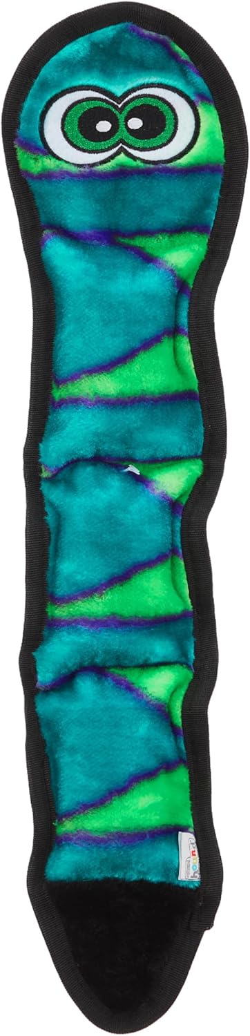 Outward Hound Durablez X-Large Blue Snake Plush Dog Toy, No Stuffing, 6 Jumbo Squeakers, 40"