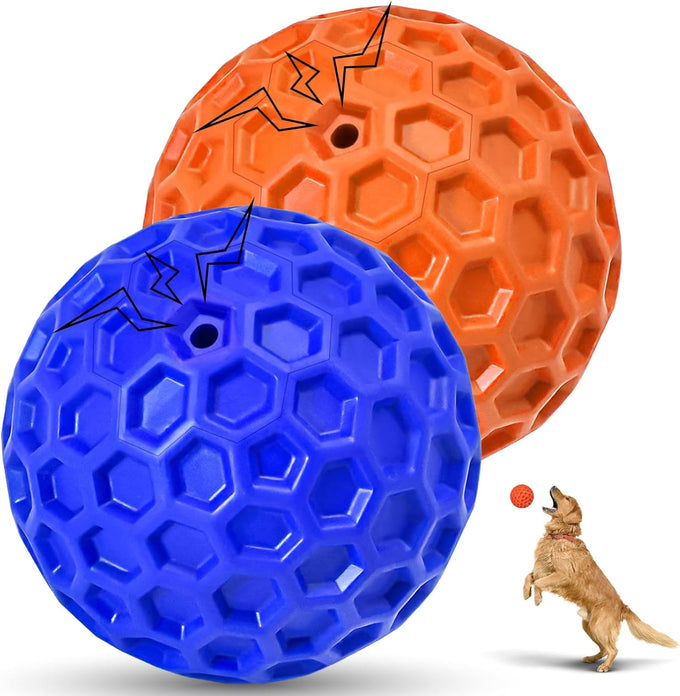 2-pack indestructible squeaky dog balls for aggressive chewers, large and medium breeds, outdoor rubber toys