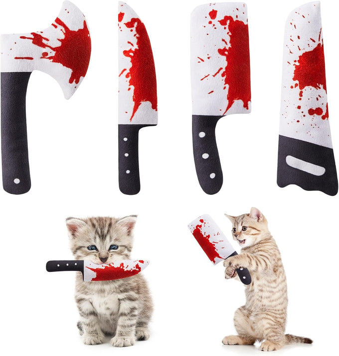 potaroma 4pcs cat toys knife-shaped kitte catnip crinkly sound indoor exercise for all cat breeds