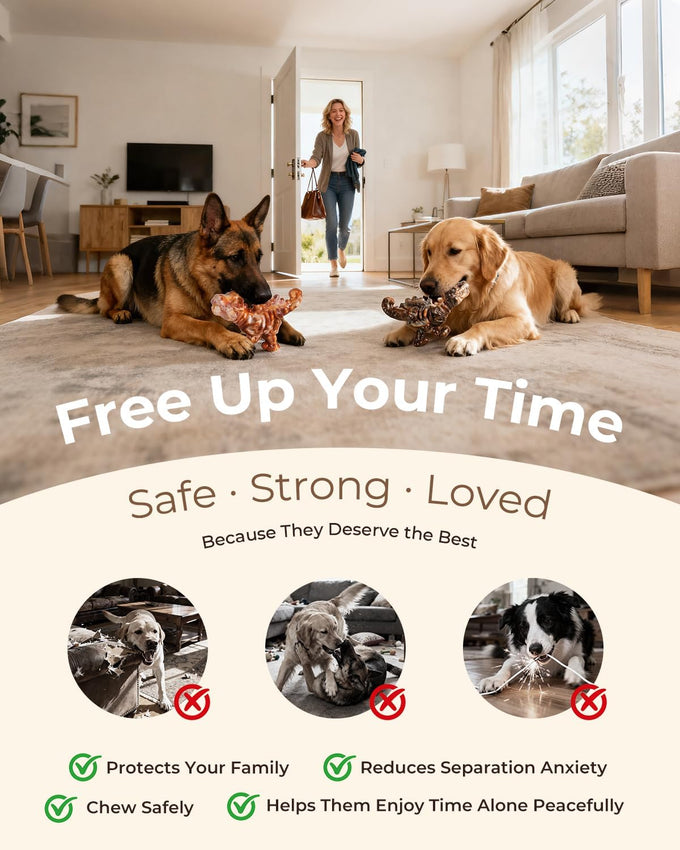 2 pack indestructible nylon dog chew toys, bacon flavor, heavy duty, long lasting for large dogs 20-90 lbs