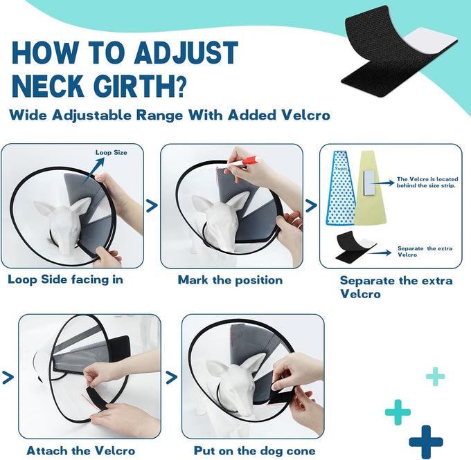 Supet adjustable dog cone collar for large medium small dogs, comfortable pet recovery, Elizabethan neck collar