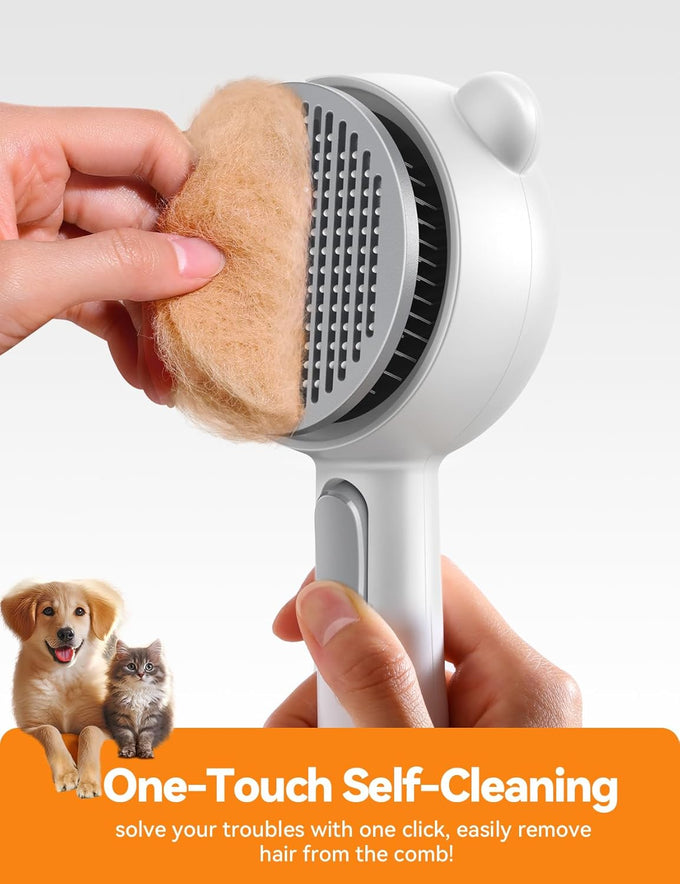 Cat Steam Brush with Release Button, Dual Speed Spray, USB Rechargeable Grooming Supplies for Indoor Cats