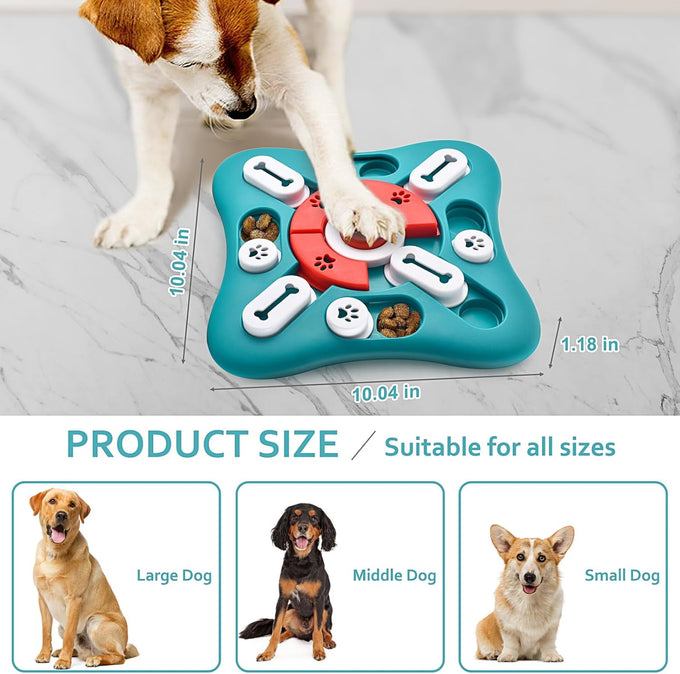 petsta dog puzzle toy, 10 inch x 10 inch x 1.3 inch, squeak button, 16-hole treat dispenser