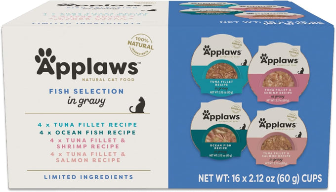 applaws natural wet cat food in broth, high protein variety pack 8 x 2.12 oz easy-open cups