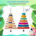 dbness large parrot hanging chew toy 2 pcs wooden block with bell for medium to large parrots and cockatiels