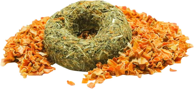 Whisker Nibbler banana carrot hay-based treats for rabbits guinea pigs small animals