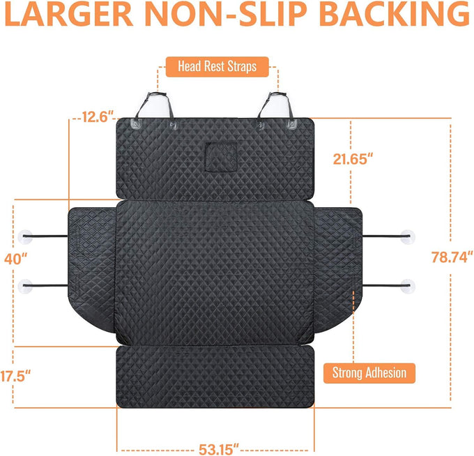 PETICON SUV cargo liner for dogs, waterproof pet cargo cover with bumper flap protector, non-slip, large universal fit, black