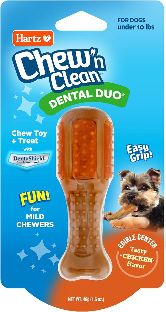 Hartz  Chew 'n Clean Chicken Flavored Drumstick Dog Toy, Small for Puppies and Adult Dogs, Teething and Chewing Toy