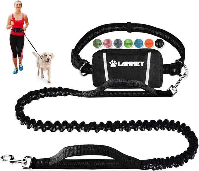 Lanney Hands-Free Dog Leash for Medium Large Dogs with Zipper Dual Handle and Retractable Bungee