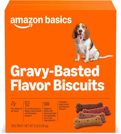 Amazon Basics Crunchy Dog Biscuits Gravy Basted Flavor 5 lb. Box for All Sizes