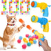 Mity rain 102PCS soft plush cat ball launchers & pom pom balls interactive cat toy set for indoor cats