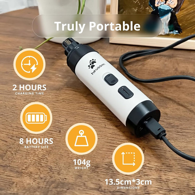Silent Groom Pro Pet Nail Grinder for Dogs, Cats, and Other Animals - Whisper Quiet Claw Trimmer