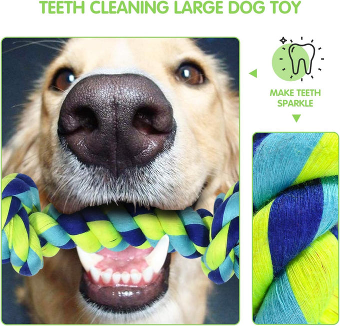 SharlovY Large Tough Chew Toys for Aggressive Chewers, 9-Kit Cotton Rope Toys Set for Medium-Large Breed Dogs