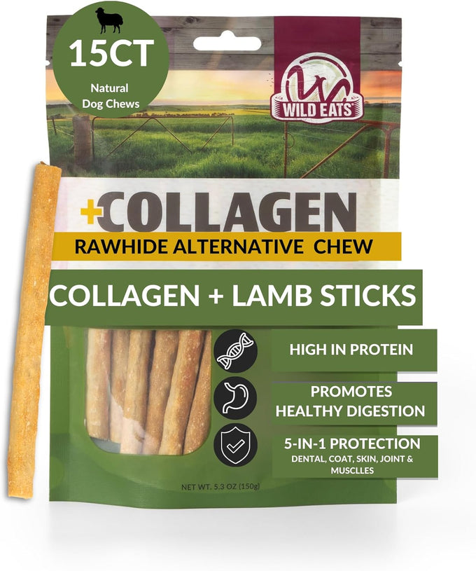 Wild Eats Collagen Real Salmon Bully Sticks for Dogs 25ct, Long Lasting Grain Free High Protein Dog Chews
