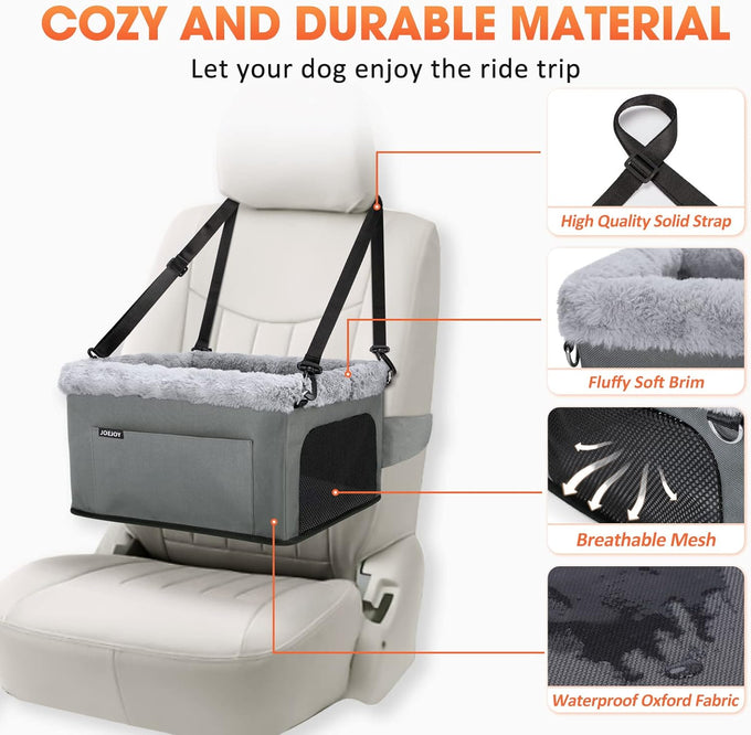 joejoy deluxe dog booster seat with sturdy metal frame and safety leash for small pets up to 20 lbs
